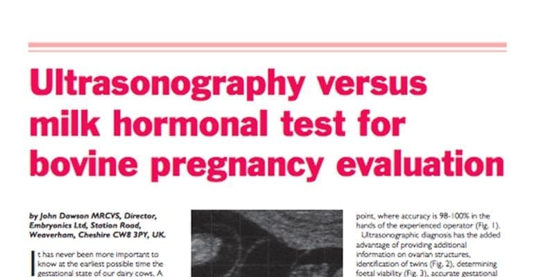 Ultrasonography versus milk hormonal test for bovine pregnancy evaluation